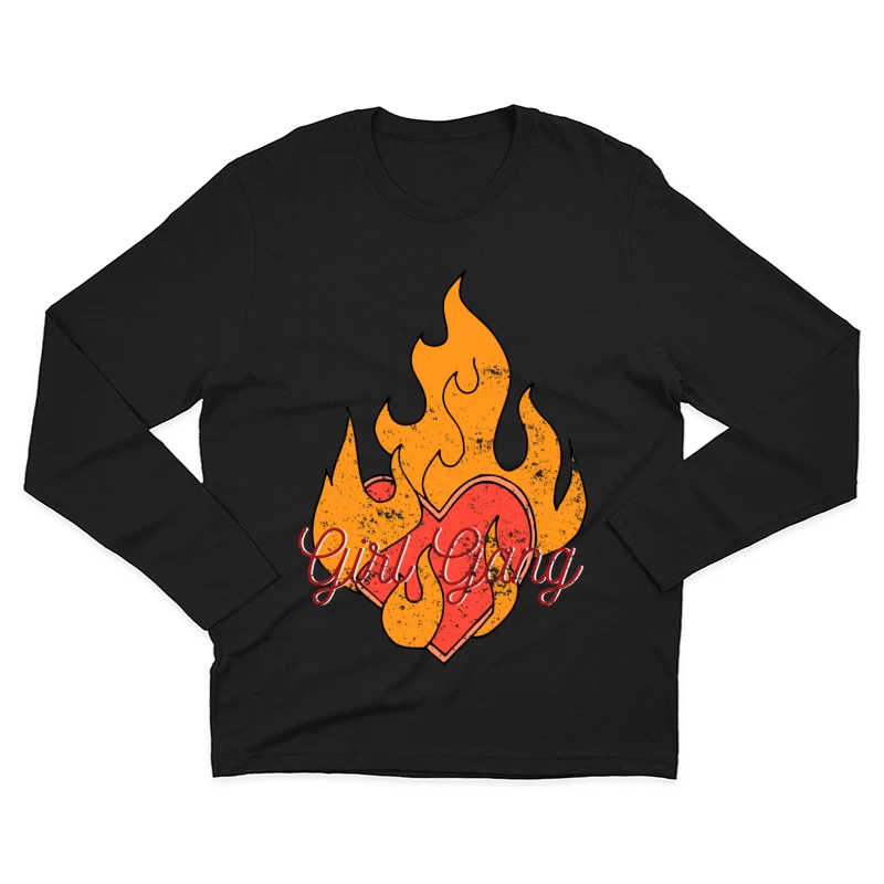 Cœur en flammes du Girl Gang Homme Manches Longues T-Shirt