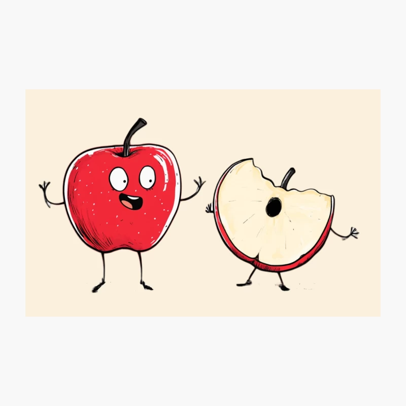 Cute Cartoon Red Apple and Slice Illustration Travel Mug