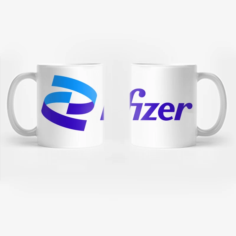 Pfizer Pharmaceutical Company Logo in Blue and Purple Coffee Mug