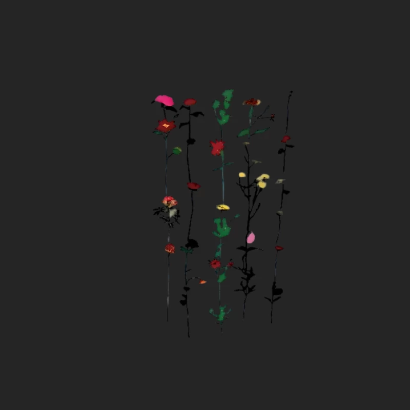 Tiges de fleurs colorées sur fond noir Homme Sweat-shirt à enfiler