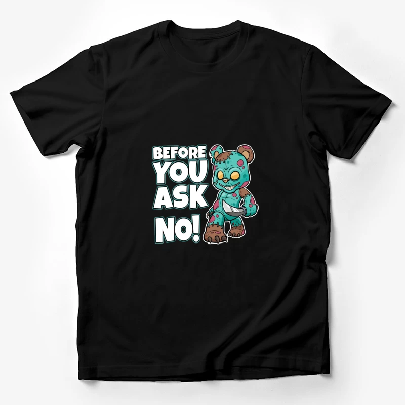Gruseliges Bärendesign mit Messer Herren T-Shirt