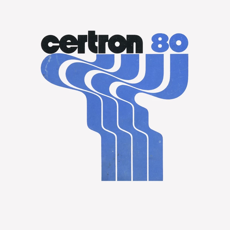 Vintage Certron 80 Blue Wave Logo Design Male T-Shirt