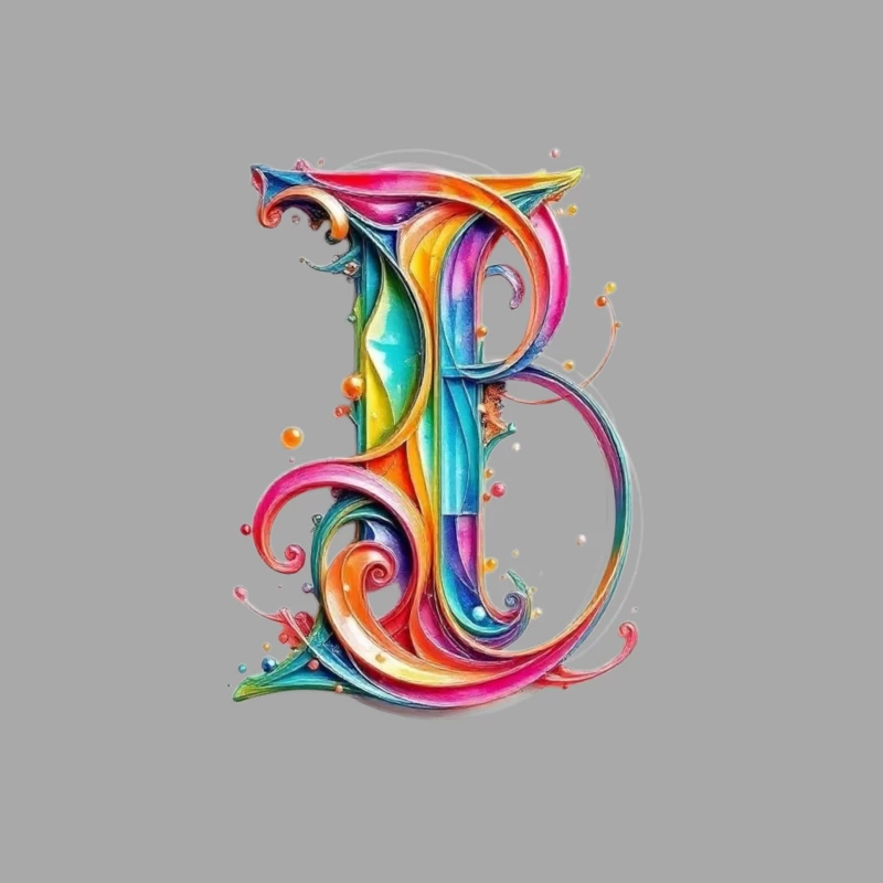 Ornate Rainbow Watercolor Letter B Typography Art Female Pullover Hoodie