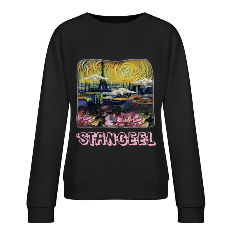Eiffelturm und Blumen unter Sonnenhimmel Damen Pullover Sweatshirt