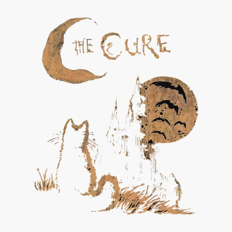 The Cure Gothic Band Logo with Moonlit Ghost Cotton Tote Bag