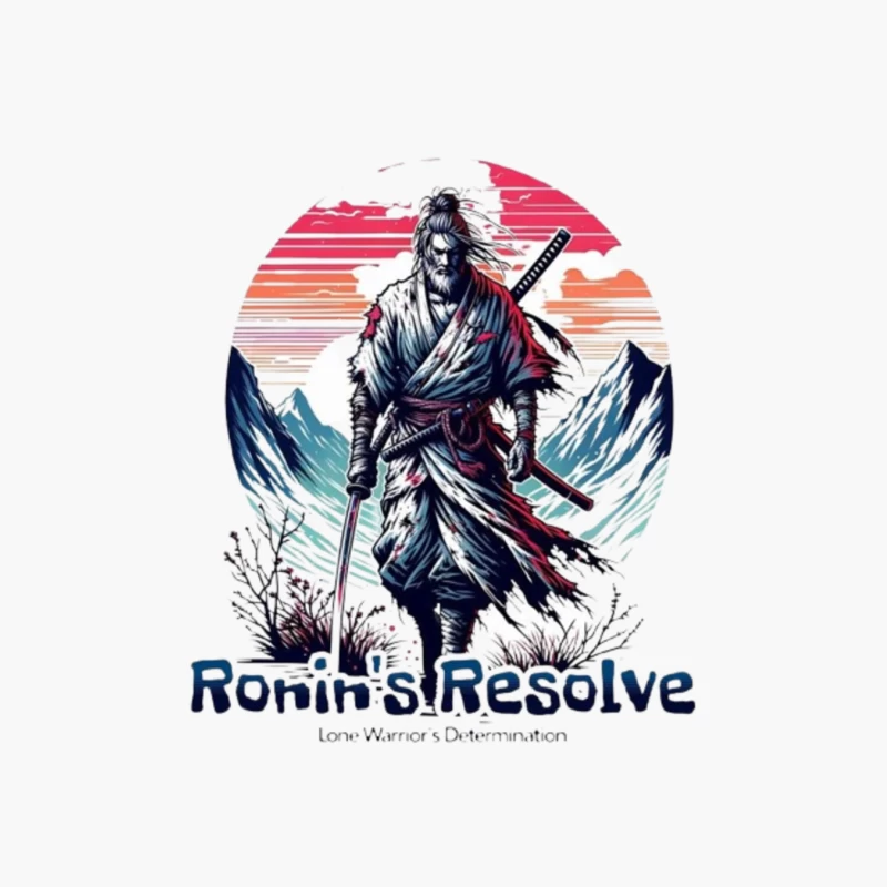 Lone Ronin's Resolve Against Mountain Sunset Cotton Tote Bag