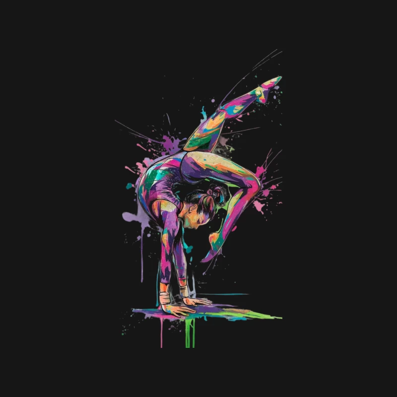 Vibrant Abstract Gymnast Painted with Splashes of Color Mouse Pad