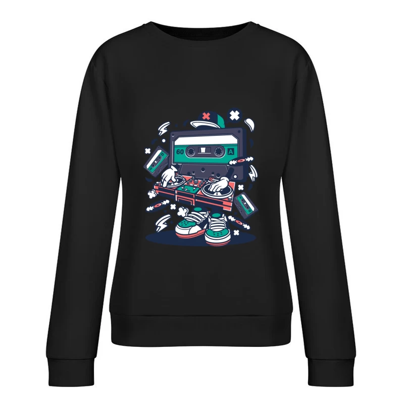 Cassette DJ avec platines Femme Sweat-shirt à enfiler