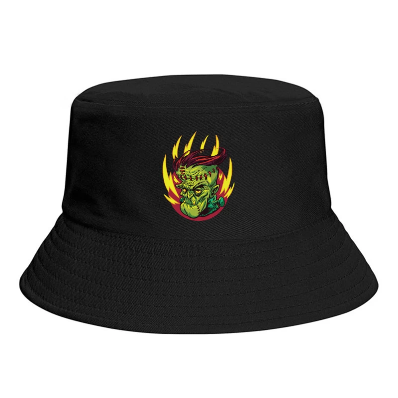 Colorful Cartoon Frankenstein Monster Illustration Bucket Hat