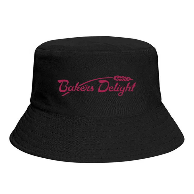 Bakers Delight Burgundy Cursive Logo with Wheat Symbol Bucket Hat