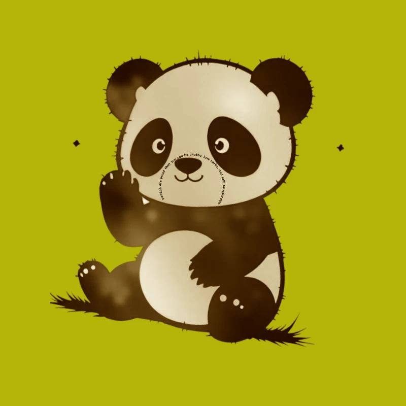 Cute Cartoon Panda Bear Illustration Tapestry