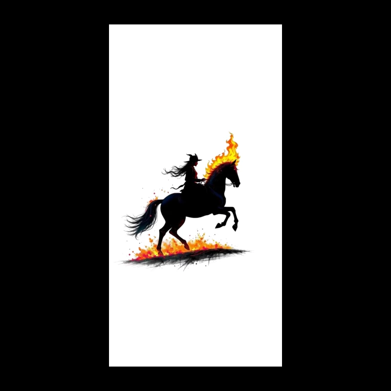 Mystical Dark Rider with Flaming Horse Silhouette iPhone Case