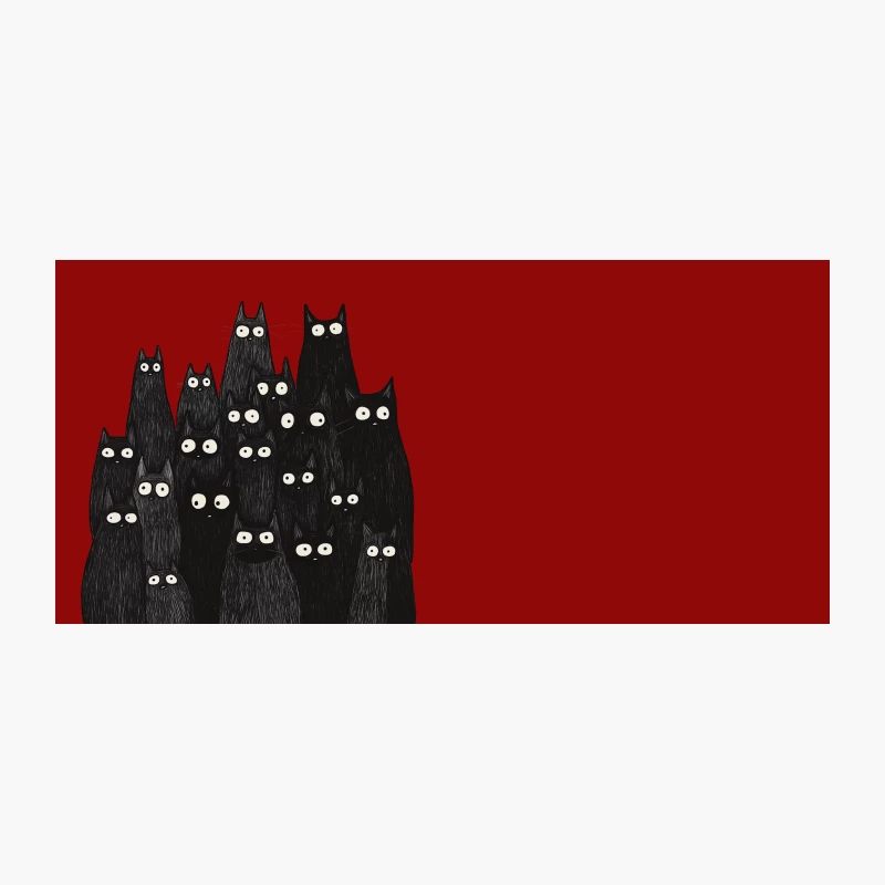 Adorable Black Cat Cartoon Illustration: A Minimalist Group with Wide Eyes Coffee Mug