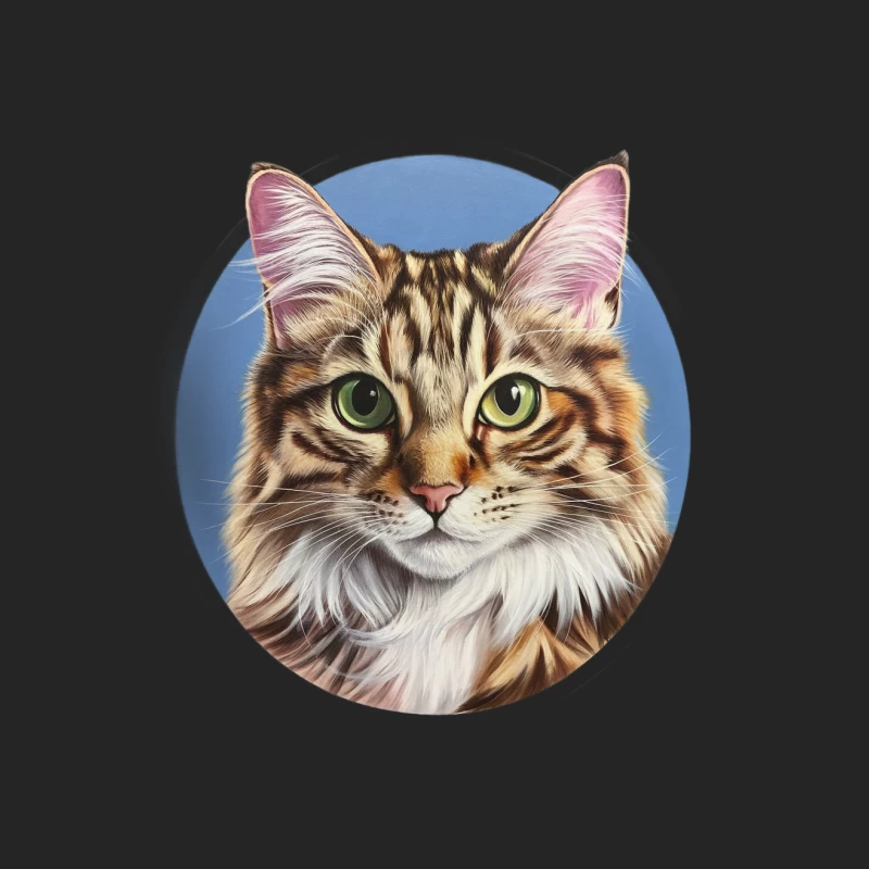 Majestic Maine Coon Cat Portrait in Circular Frame Female Pullover Sweatshirt