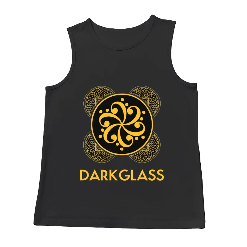 Black and Gold Ornamental Spiral Logo with Darkglass Text Male Tank Top