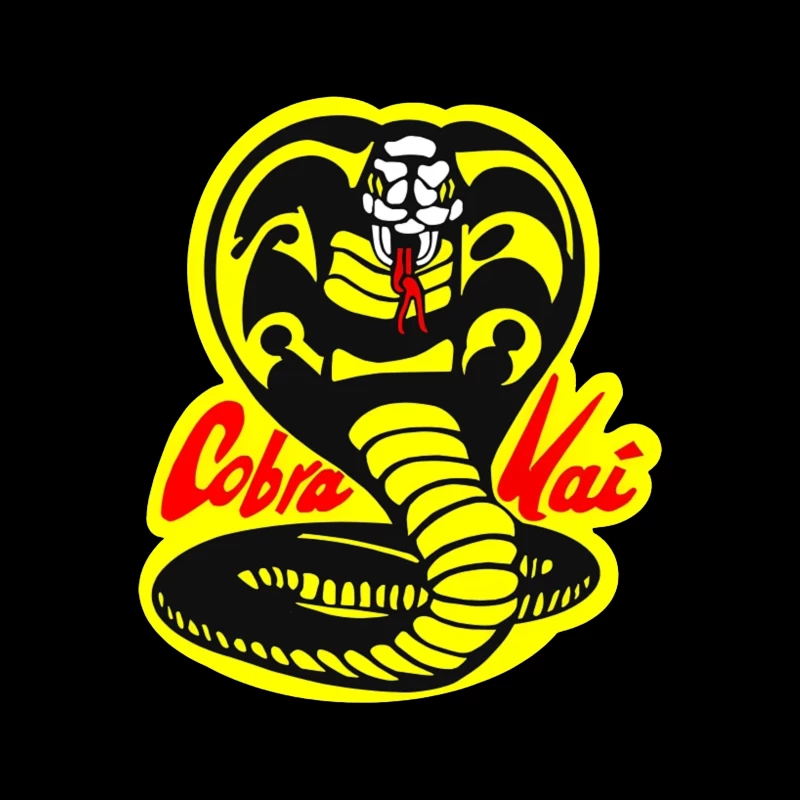 Cobra Kai Martial Arts Dojo Logo with Strike-Ready Snake Throw Pillow