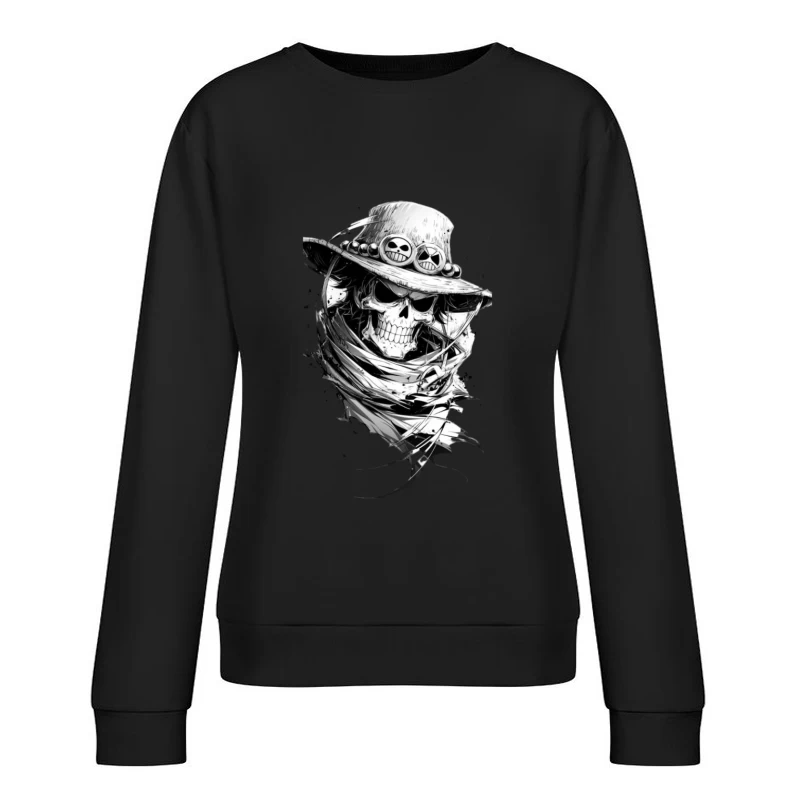 Skelett mit Hut und Schal Damen Pullover Sweatshirt