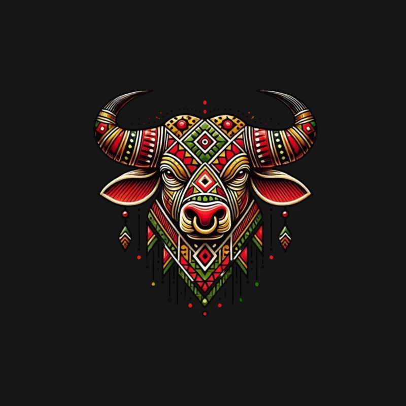 Decorative Bull Artwork Male Long Sleeve T-Shirt