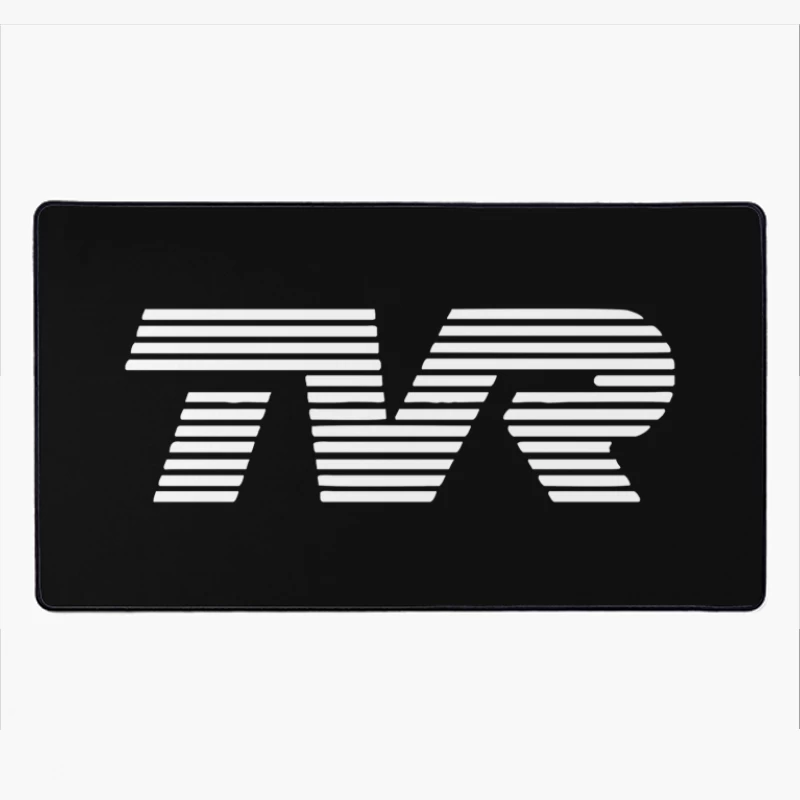 Minimalist TVR Logo Design with Line Pattern Desk Mat