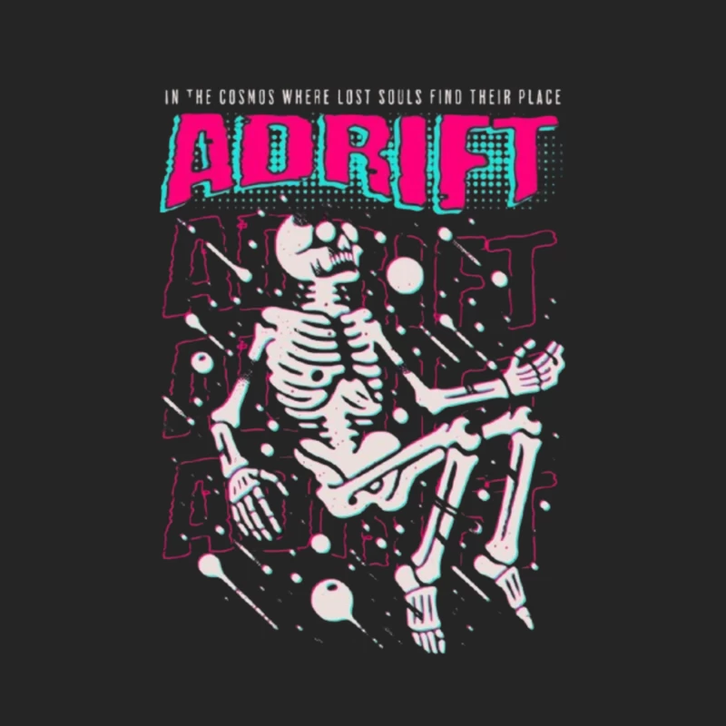 Adrift Skeletal Typography Design in Retro Punk Style Male Pullover Sweatshirt