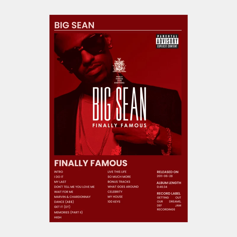 Big Sean's "Finally Famous" Album Cover with Track List Male Tank Top