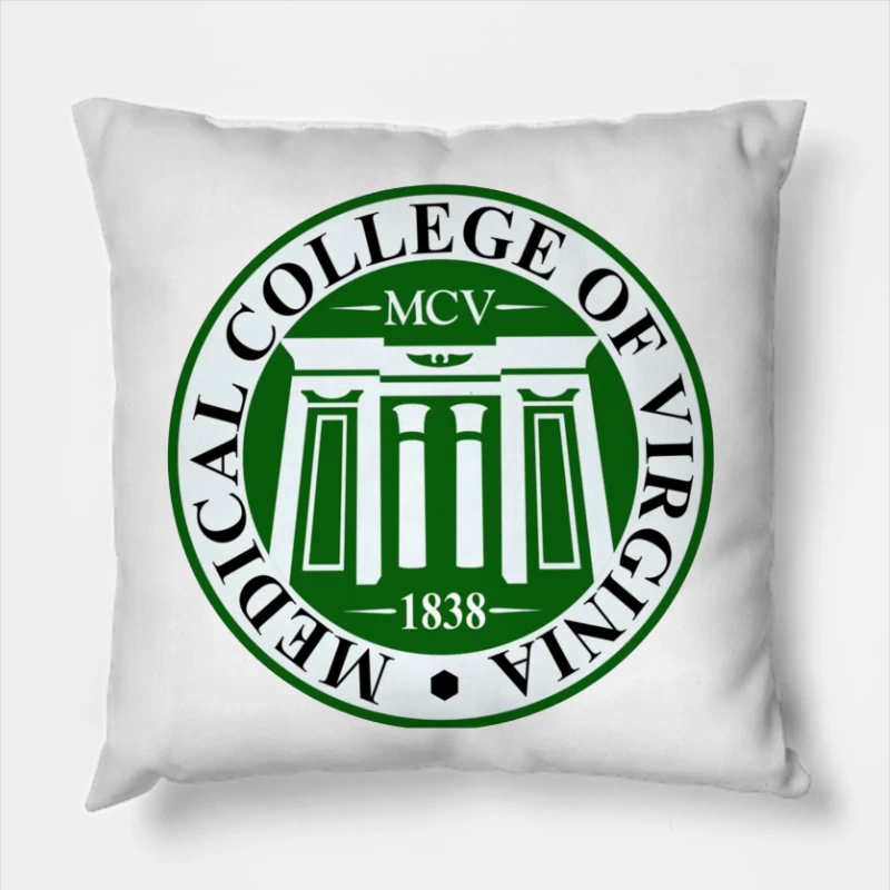 Medical College of Virginia (MCV) Historical Academic Seal from 1838 Throw Pillow