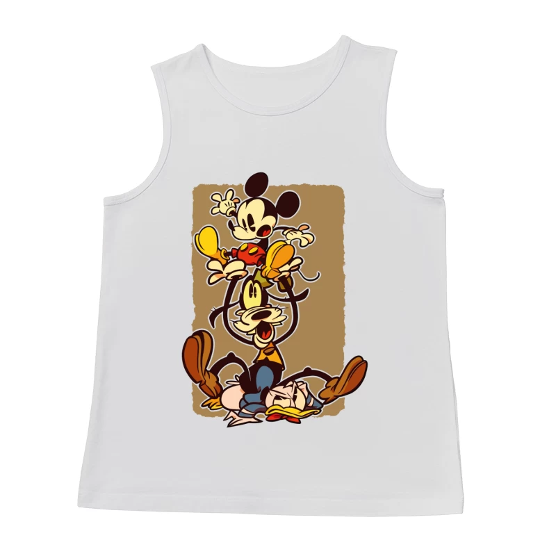 Classic Cartoon Chaos: A Tower of Laughter Male Tank Top