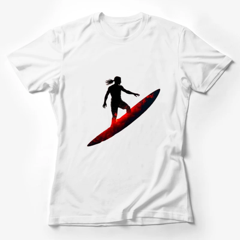 Dramatic Red Surfing Silhouette Art Female T-Shirt