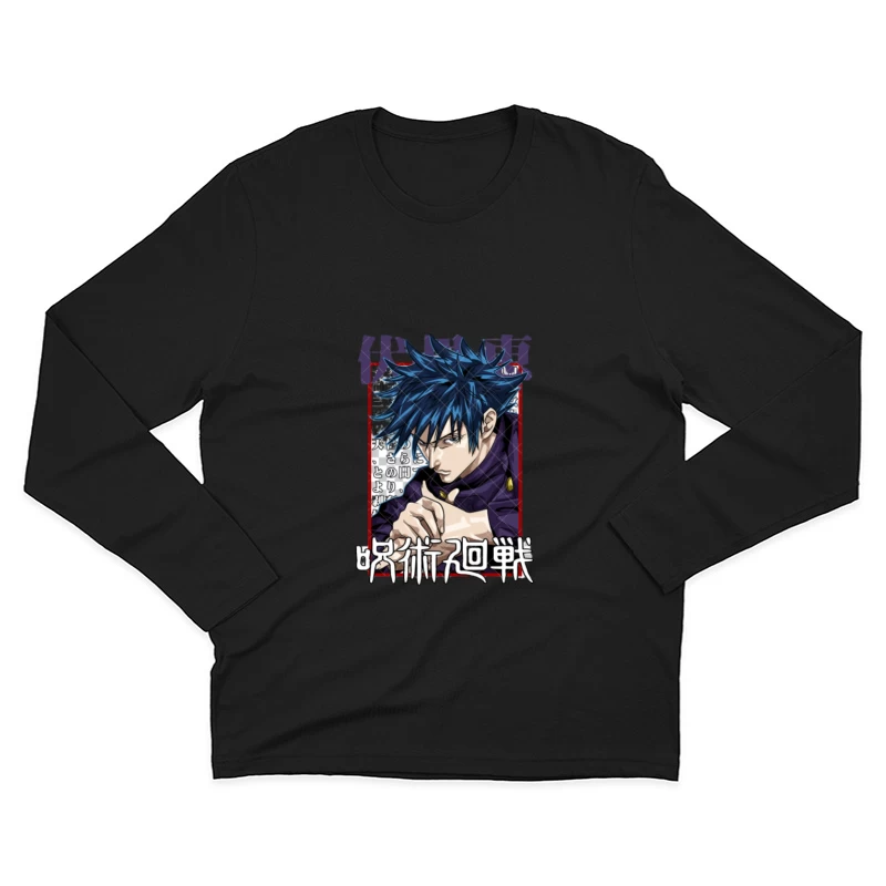 Anime-Charakter mit blauem Haar Herren Langarm T-Shirt