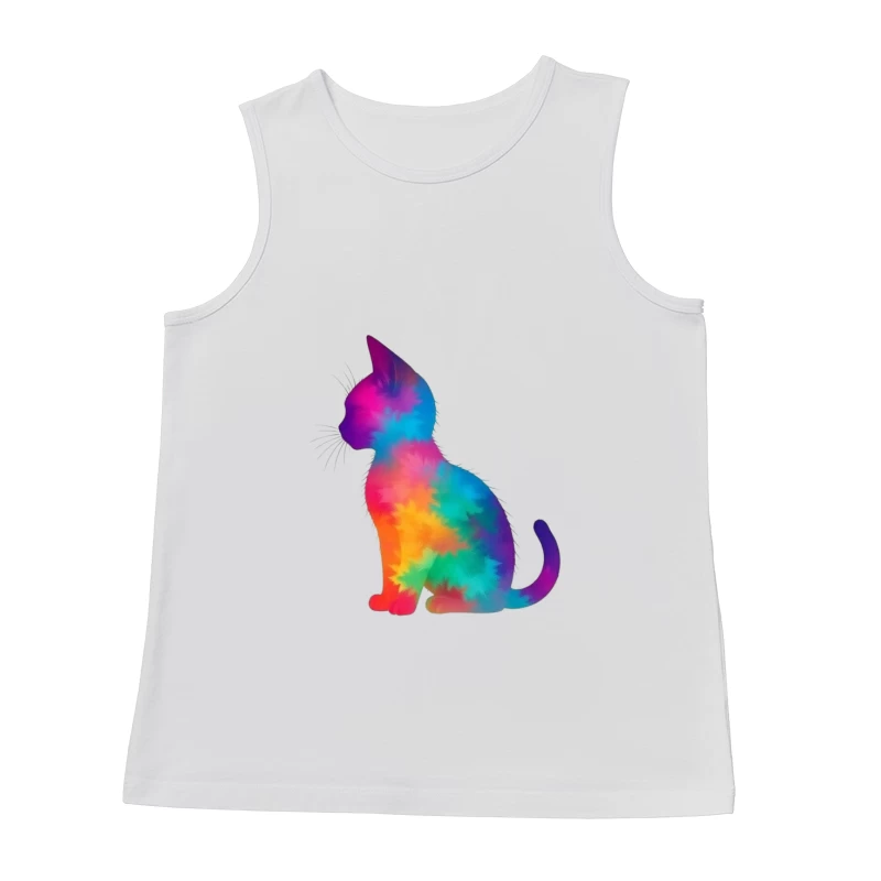 Rainbow Tie-Dye Cat Silhouette Art Male Tank Top