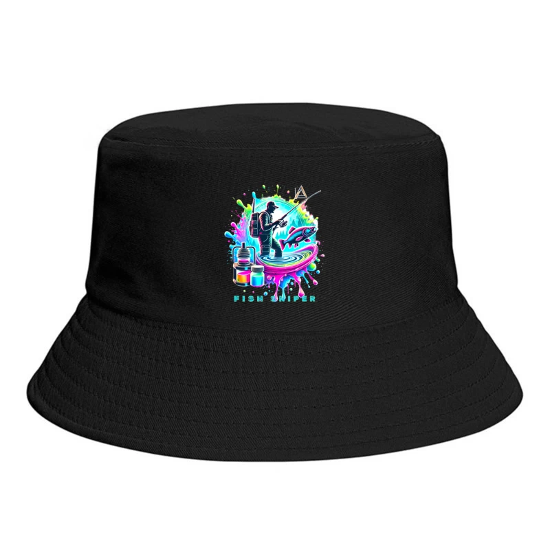 Colorful Fish Sniper: Vaping and Fishing Art Bucket Hat