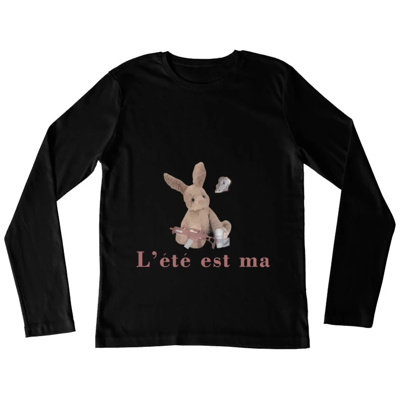 Kuschel-Hase mit Maschinenpistole und Kaffee Damen Langarm T-Shirt