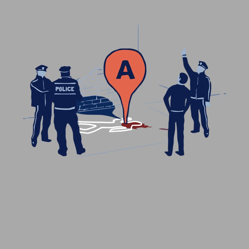 Police Investigating Crime Scene with Location Marker Male Pullover Hoodie