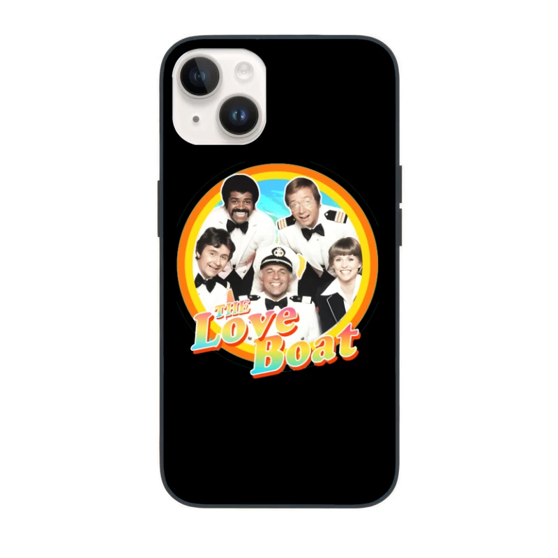 The Love Boat Classic TV Show Cast Promotional Image with Rainbow Circle Frame iPhone Case