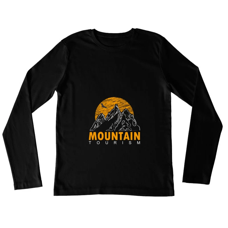 Berg Tourismus Logo mit Sonnenuntergang Damen Langarm T-Shirt