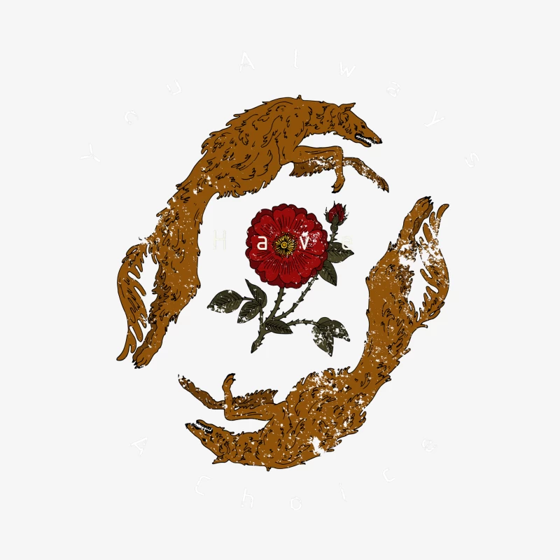 Art Symétrique avec Renards et Fleur Femme Sweat-shirt à enfiler