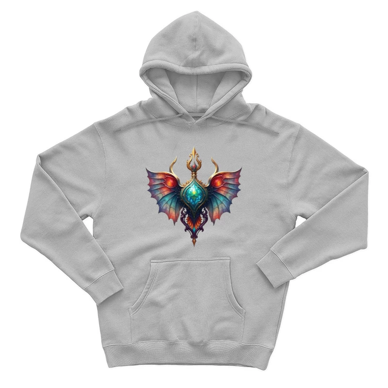 Mystical Dragon Wing Pendant with Turquoise Crystal Male Pullover Hoodie