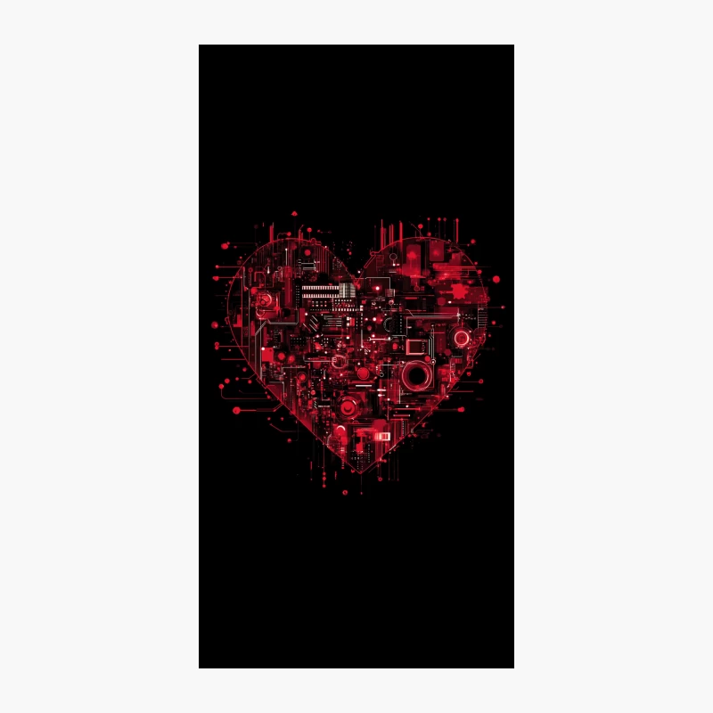 Cybernetic Love: A Digital Heart's Circuit iPhone Case