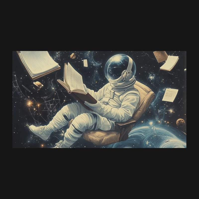 Cosmic Reader: An Astronaut's Literary Journey Through Space Desk Mat