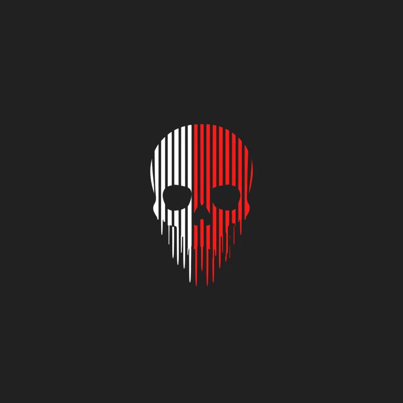 Minimalist Red and White Striped Skull Symbol Bucket Hat