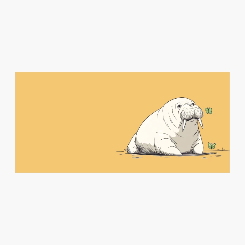 Cute Walrus With Butterflies Illustration Coffee Mug