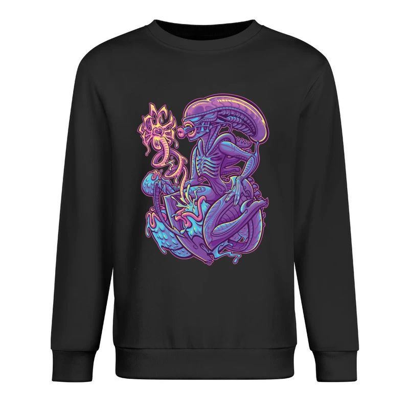 Colorful Surreal Alien Creature in Digital Art Male Pullover Sweatshirt