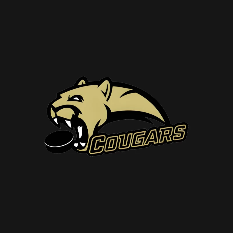 Gold and Black Cougar Hockey Team Mascot Logo Female Long Sleeve T-Shirt