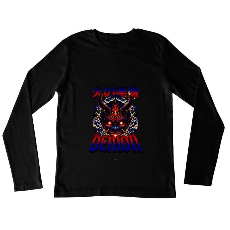 Flammendem Dämonendesign Damen Langarm T-Shirt