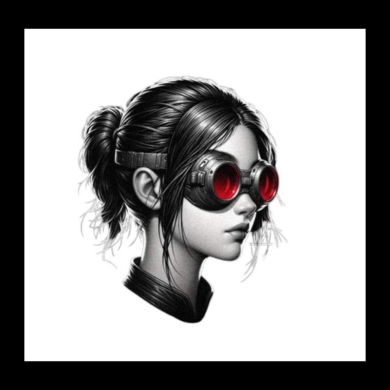 Monochrome Portrait with Red Steampunk Goggles Throw Pillow