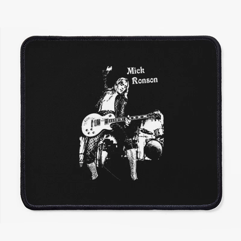 Black and White Sketch of Rock Musician with Electric Guitar Mouse Pad