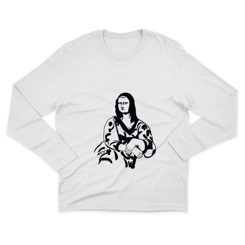 Mona Lisa Silhouette auf weißem Hintergrund Herren Langarm T-Shirt