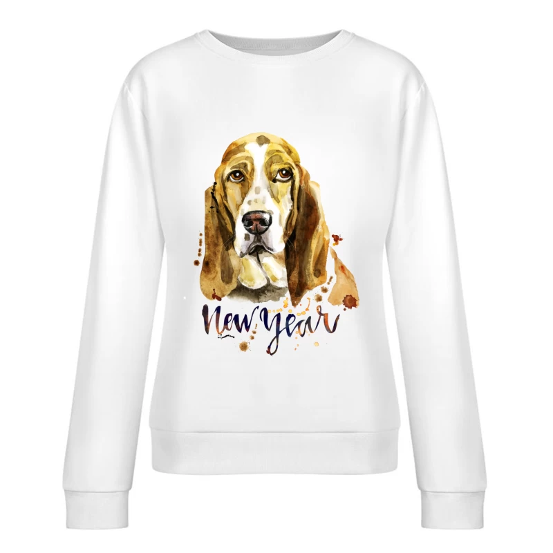 Portrait de chien aquarelle pour le Nouvel An Femme Sweat-shirt à enfiler