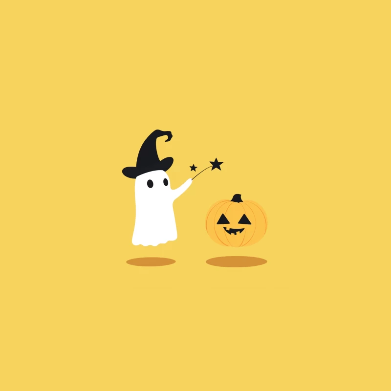 Cute Halloween Cartoon with Ghost and Pumpkin Bucket Hat