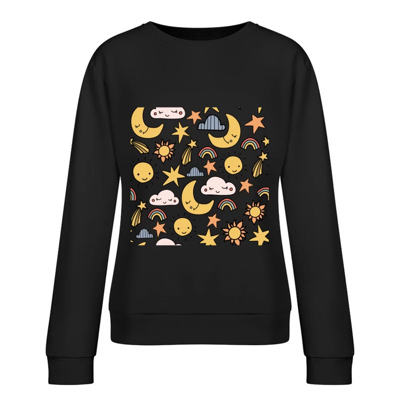 Ciel de nuit joyeux avec lune et étoiles Femme Sweat-shirt à enfiler